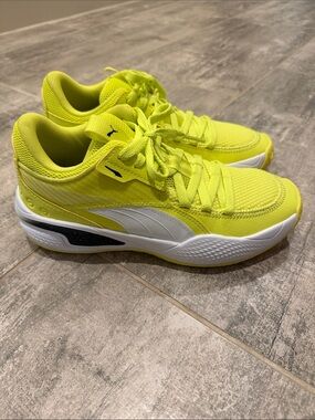 Puma Kids Neon Yellow and White Athletic Sneakers